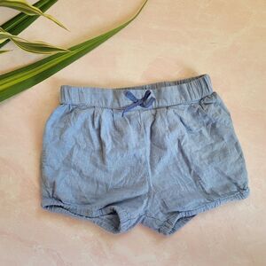 H&M 9-12 month baby girl light blue bubble shorts pull on 100% cotton Lightweigh